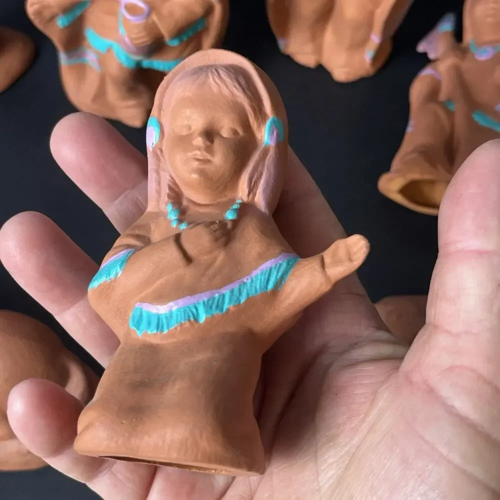 Vintage 10 Pc Native American Style Terracotta Nativity Set Southwest Folk Art